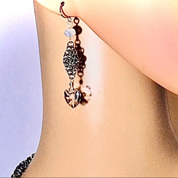 Artisan Crystal Hearts Necklace and Earring Set - Picture 2 of 4